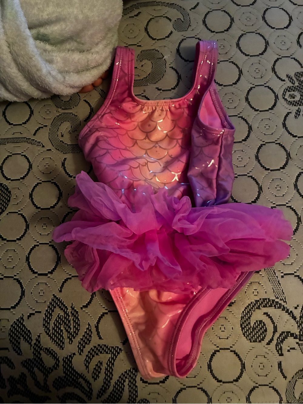 Girls Pink Mermaid Tutu One-Piece Swimsuit